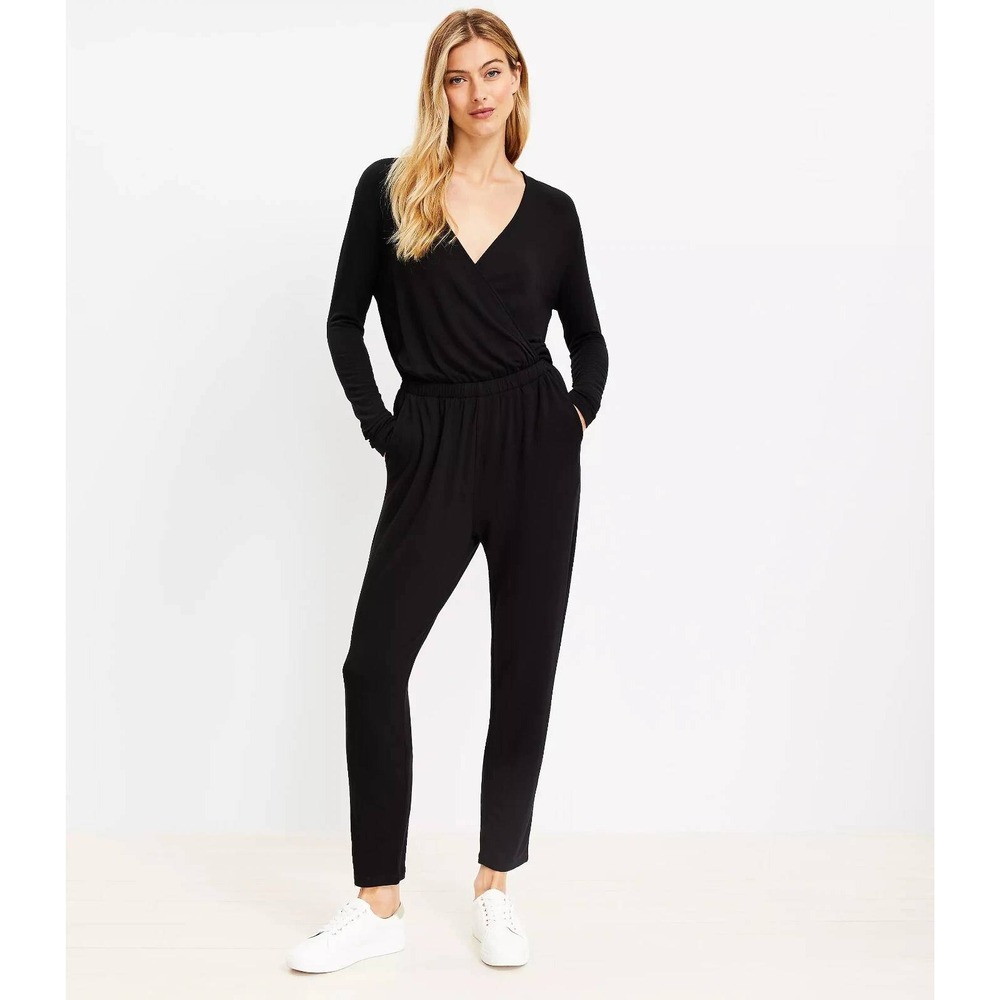 Lou & Grey Jumpsuit Womens Size Small Signature Softblend Crossover Long Sleeve